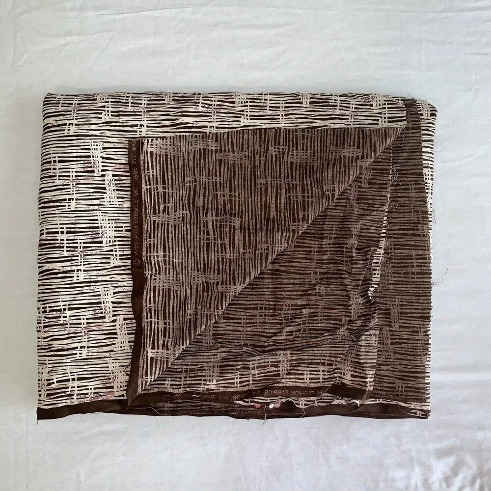 Vintage 90’s Brown Tan Stripe Fabric Cotton 2 5/8 Yards Width 56” Length 96”